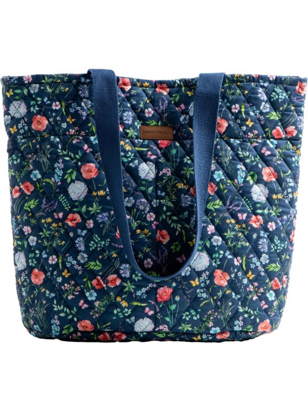 Stylish Cotton Quilted Tote Bag with Zipper Pockets - Perfect for Shopping